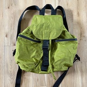 BAGGU sport backpack in avocado green with laptop sleeve